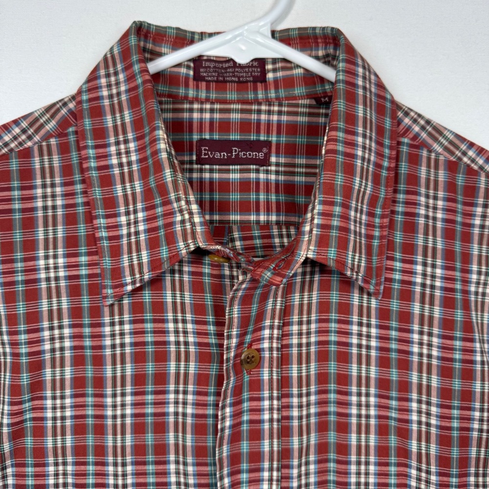 Evan Picone Mens Plaid Button Down Long Sleeve Shirt‎ Size Medium